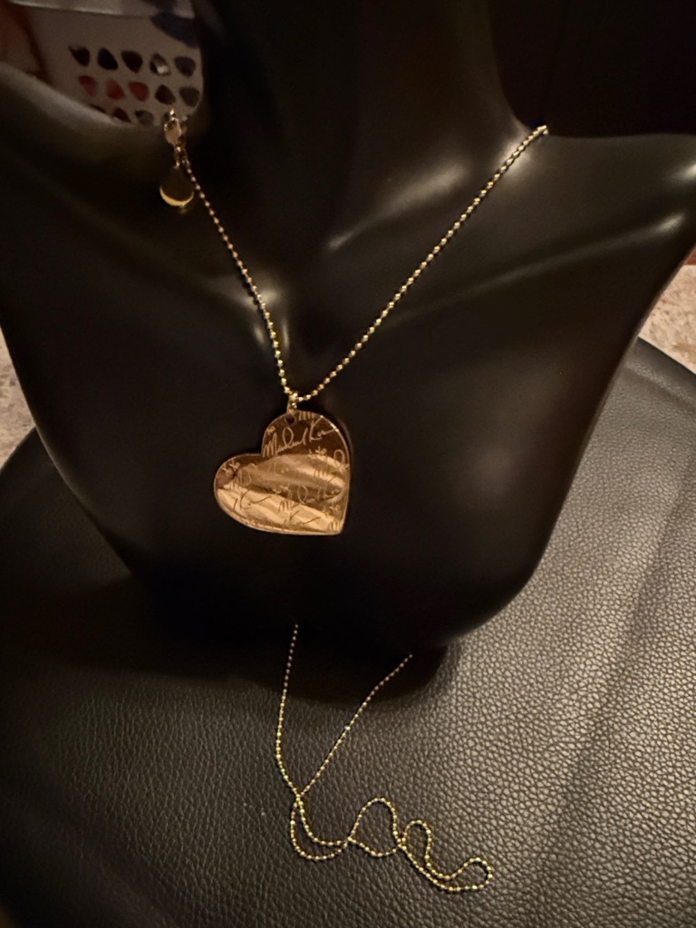 Michael Kors Gold Heart Pendant Necklace with Engraved Detail